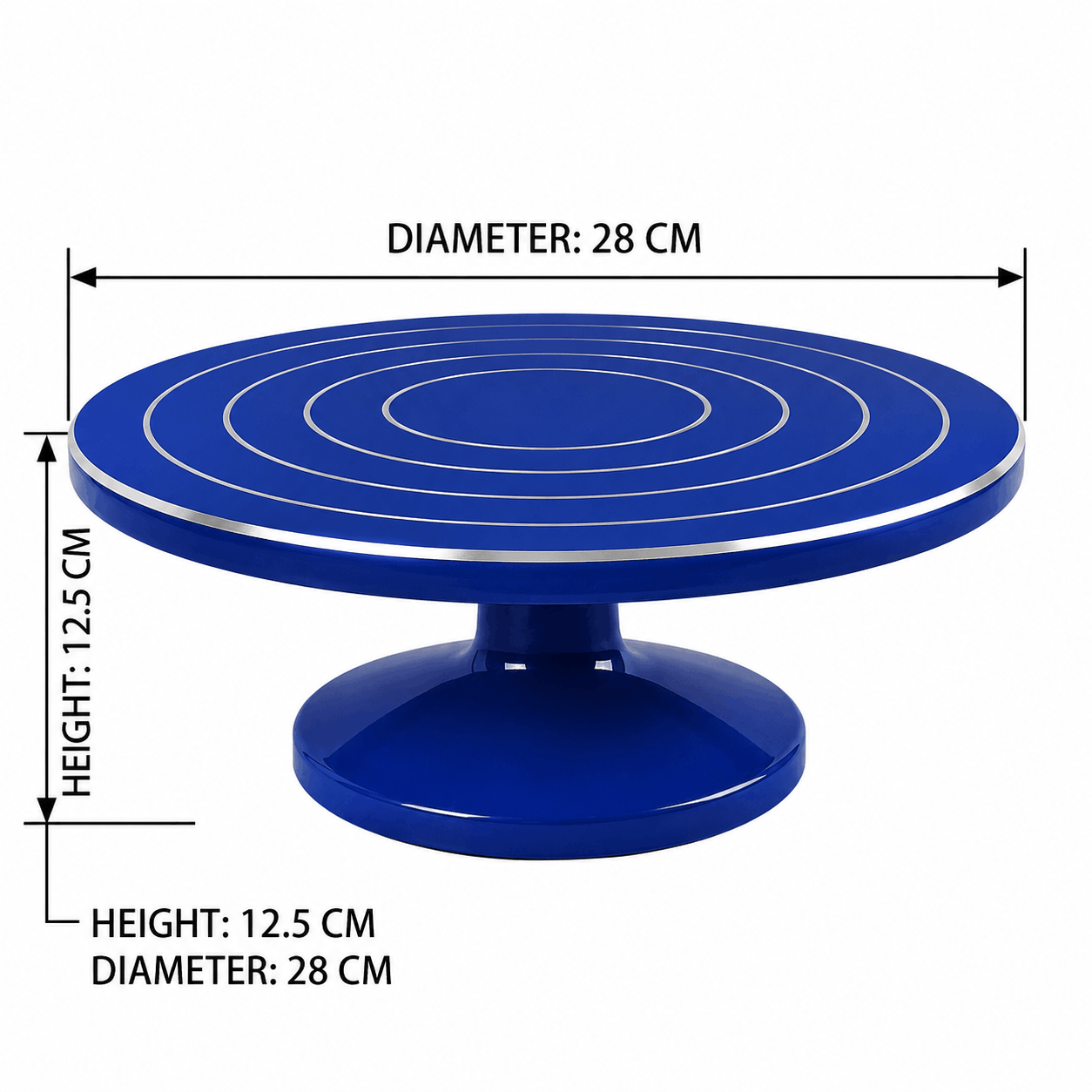28cm Dark Blue Cake Decorating Turntable Stand with Smooth 360 Degree Rotation