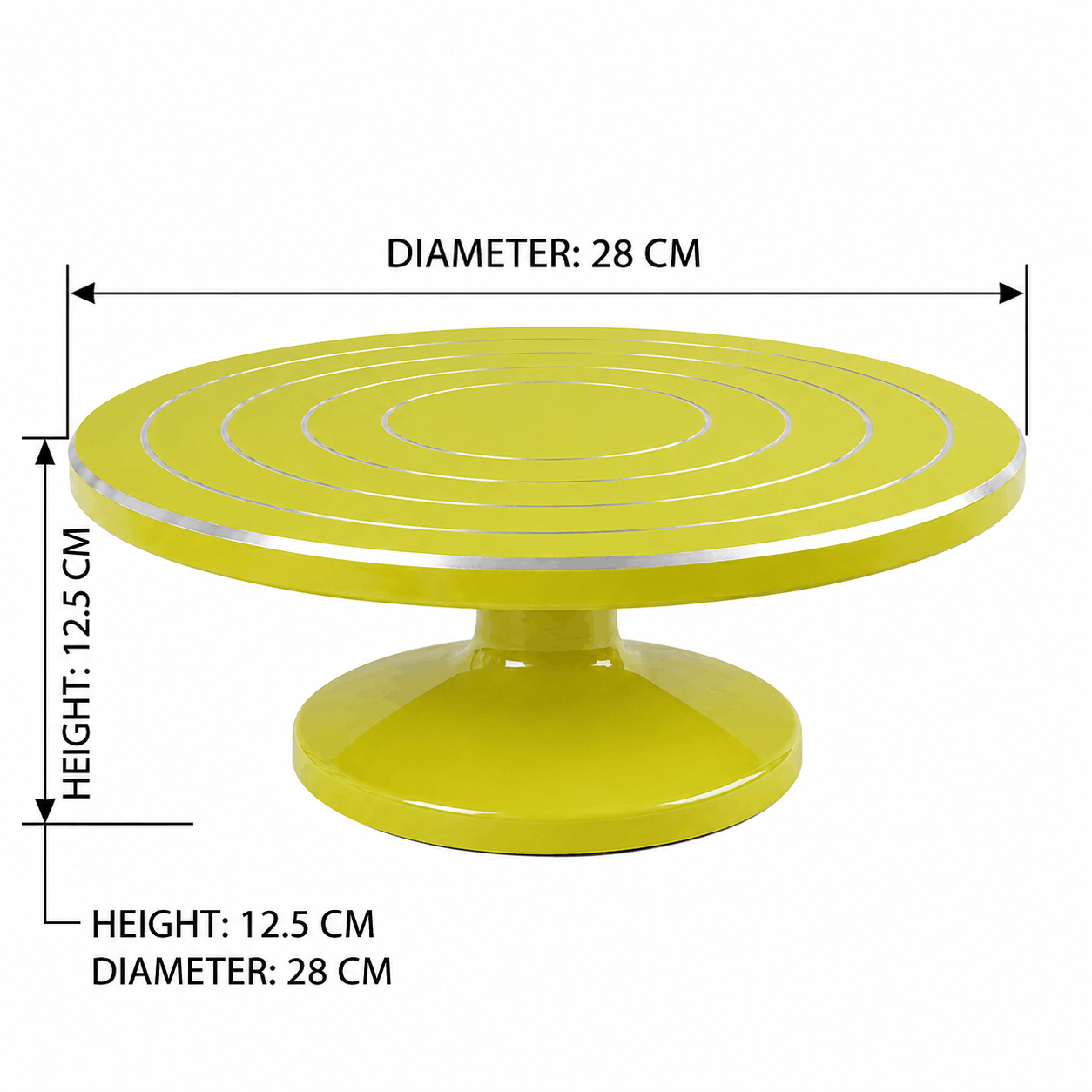 28cm Yellow Cake Decorating Turntable Stand with Smooth 360 Degree Rotation