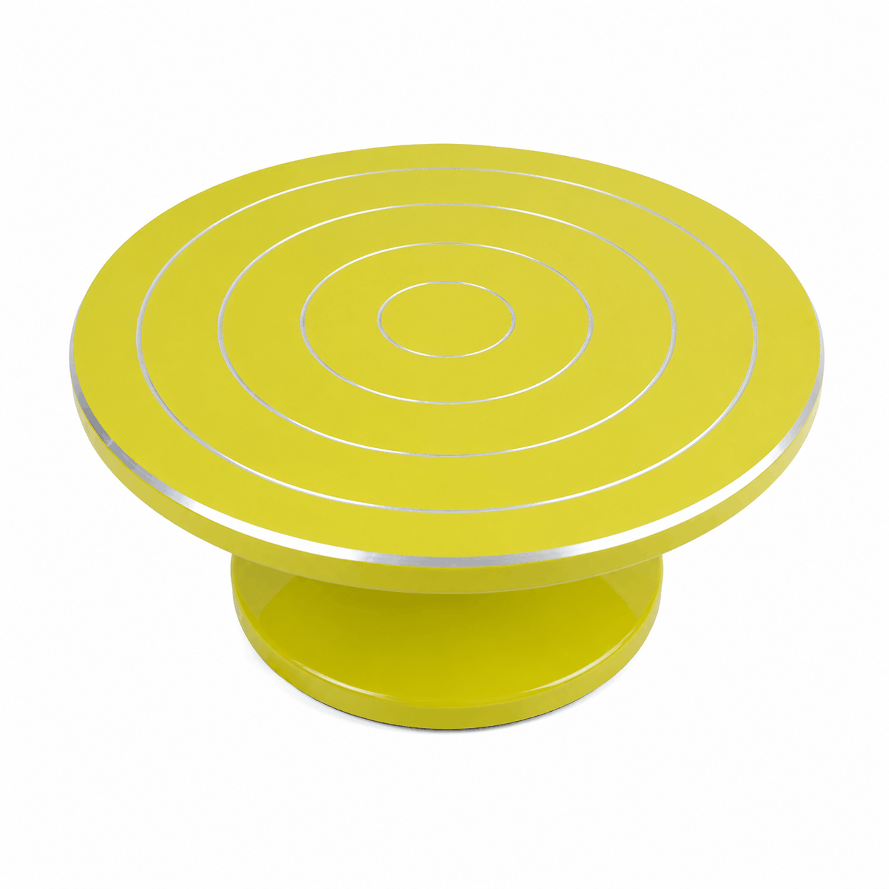 28cm Yellow Cake Decorating Turntable Stand with Smooth 360 Degree Rotation