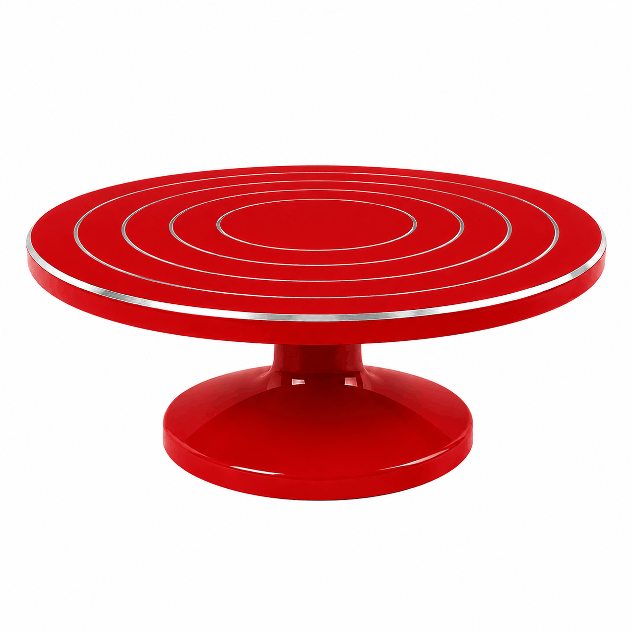 28cm Red Cake Decorating Turntable Stand with Smooth 360 Degree Rotation