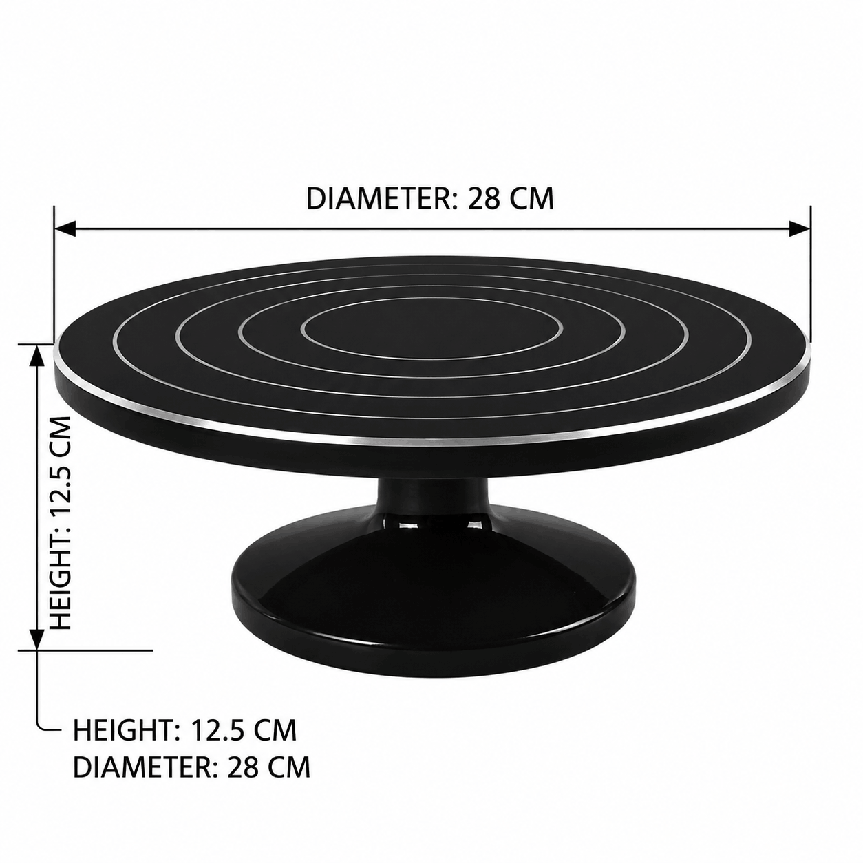 28cm black Cake Decorating Turntable Stand with Smooth 360 Degree Rotation